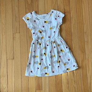 Carter's White Dress with Yellow Pink and Black Hearts